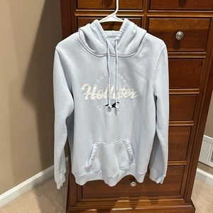 Hollister California womens hooded sweatshirt, lightblue, size XL, white letters